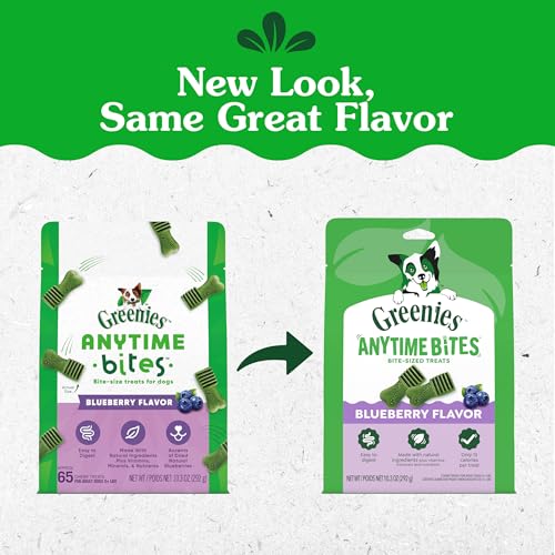 Greenies Anytime Bites Dog Treats, Blueberry Flavor, Dog Training Treats, 10.3 oz. Bag