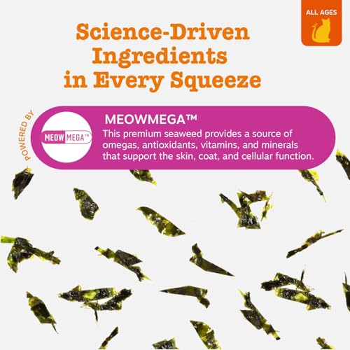 Zesty Paws Omega Cat Mousse Squeezable Cat Treats - with Seaweed, Omega Fatty Acids, Antioxidants Vitamins & Minerals - Skin & Coat Support for Cats