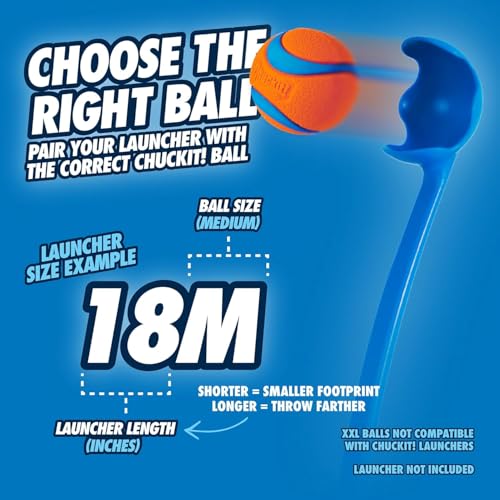 Chuckit! EcoFetch Dog Ball Launcher - 18" with Medium (2.5") Dog Fetch Ball Thrower, for Dogs 20-60 Pounds, Made in USA
