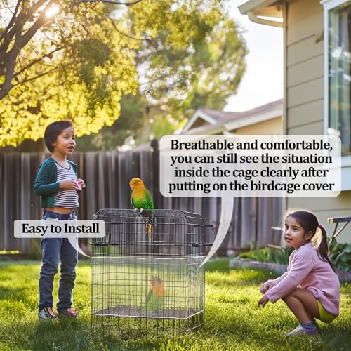 2Pcs Bird Cage Seed Catcher - Black White Bird Cage Cover, Birds Cages Netting Skirt Birds Cages Seed Catcher Guard for Parrot Parakeet Enclosures