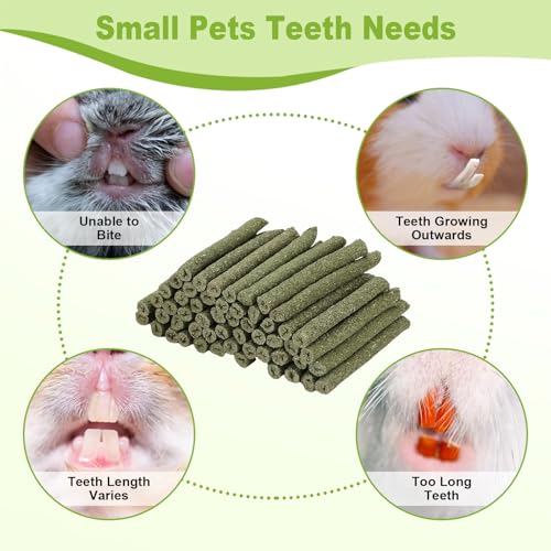 100PCS Timothy Hay Sticks for Rabbits Guinea Pigs Chinchillas Chew Treats, Natural Timothy Grass Molar Teeth Stick Bunny Chew Toys for Rabbits