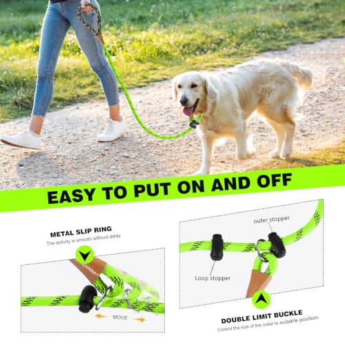lynxking Slip Lead Dog Leash Reflective, Heavy Duty Comfortable Strong Rope for Large Medium Small Dogs No Pull Pet Training (Light Green, Large