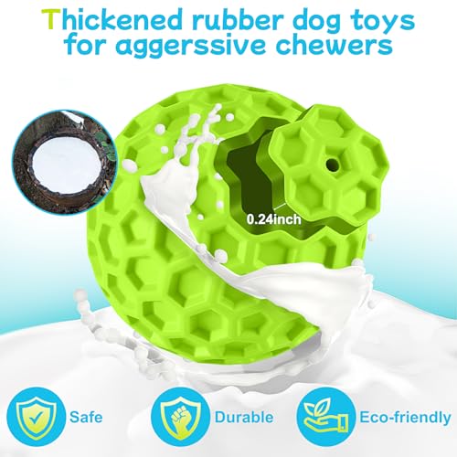 havit Indestructible Squeaky Dog Balls for Aggressive Chewers, Interactive Dog Toys to Keep Them Busy, Rubber Dog Chew Toy for Large Medium Breeds