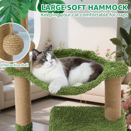 Woochpet 37" Cat Tree Tower for Indoor Cats Multi-Functional Comfy Cat Bed - with Sturdy Scratching Post, Cozy Hammock for Kittens and Small