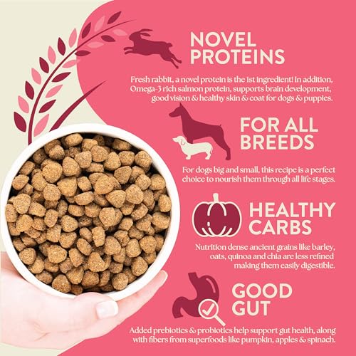 Earthborn Holistic Unrefined Roasted Rabbit Dry Dog Food, Ancient Grains & Superfoods, Pea-Free Recipe, 25 lb Bag