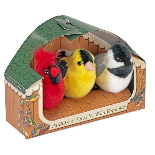 Wild Republic Audubon Birds Collection with Authentic Bird Sounds, Northern Cardinal, American Goldfinch, Chickadee, Bird Toys for Kids and Birders 3