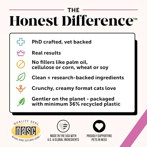 Cat Multivitamin Crunchy & Creamy Chews - Cat Treats for Health + Immune, Joint Support, Skin & Coat, & Digestion - Vitamins with Omega 3s, Lysine