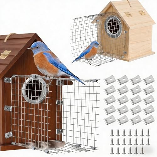 2 Pcs Bluebird House Predator Guards, Stainless Steel Wire Mesh, Silver, 4 x 6 x 6 inches, Protects Eastern Bluebird and Babies