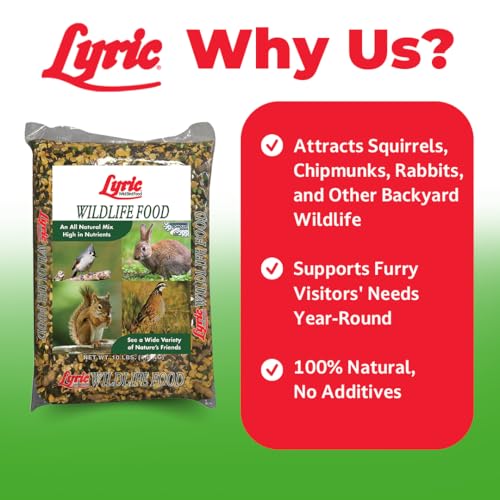 Lyric Wildlife Critter Food for Deer, Squirrels, Turkeys & Rabbits, Wild Bird Seed for Outside Feeders, 10 lb Bag
