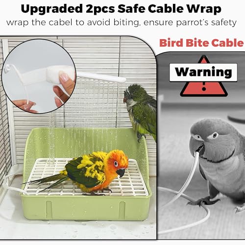 Automatic Parakeet Bird Bath with Pump, Large Bird Shower Fountain Indoor Bathtub with Running Water, Parrot Bath Tub Faucet for Pet Birds, African