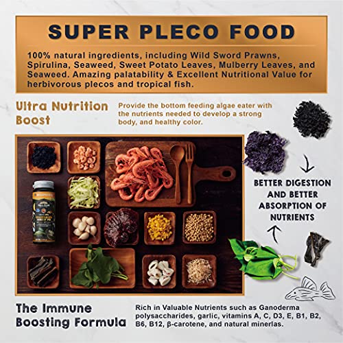 Ultra Fresh Algae Wafers Pleco Food, Spirulina & Algae, Sword Prawns, Balanced Diet, Color Enhancing, All Natural Ingredients, for Algae Eaters