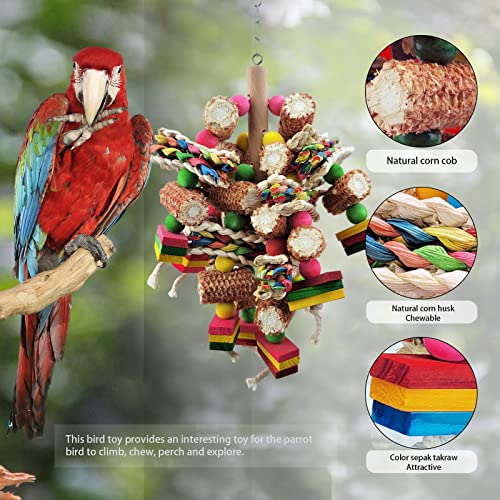 Bird Toys, Parrot Toys, Bird Toys Made of Natural Multi-Colored Wooden Blocks for African Grey Parrots,  Parrots, Small and Medium-Sized Birds to