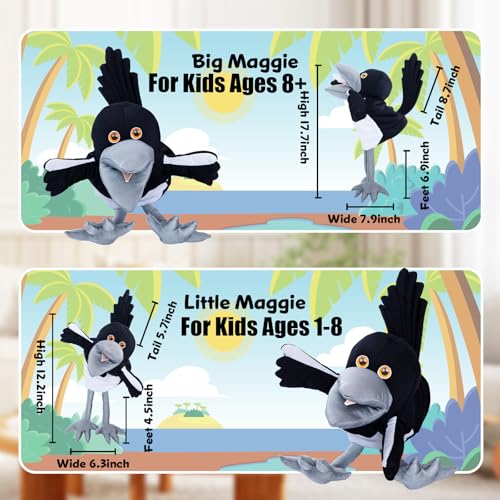 Steve and Maggie Plush Toy – Maggie Magpie Hand Puppet for Kids 1+, Soft Bird Puppet for Pretend Play, Nursery Rhymes & Learning, Interactive Toddler