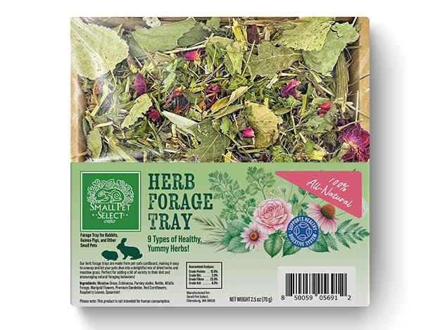 Small Pet Select Forage Tray Bundle, 3 Pack of Foraging Trays for Rabbit, Guinea Pig, Hamster or Bunny - Natural Treats, Dandelion, Flower, Herb Mix