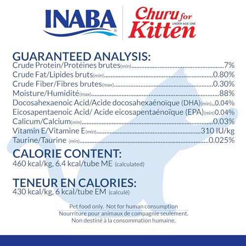 INABA Churu for Kittens, Lickable, Squeezable Creamy Purée Cat Treat with Green Tea Extract & Taurine, 0.5oz. Each Tube, 20 Tubes, Tuna & Chicken
