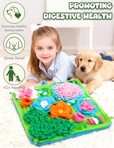 Snuffle Mat for Dogs, Slow Feeding Game Interactive Puzzle Dog Food Mat,Encourage Natural Foraging Skill-Dog Snuffle Mat 19.7''x19.7''Easy to Clean