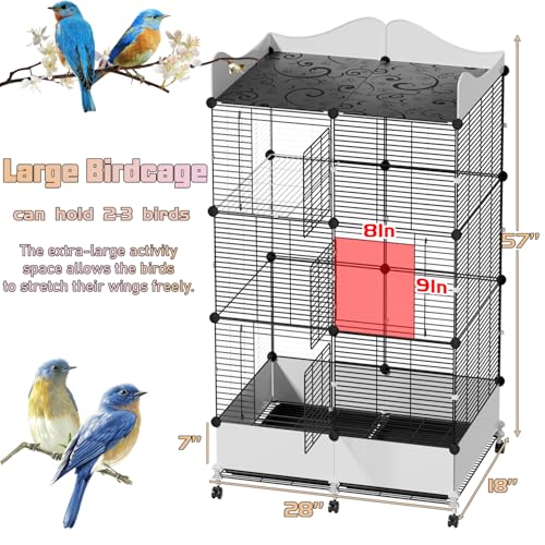 Encrypted Bird Cage Large Bird Cages 57-Inch, Top Storage Space, Bottom Splash Guard with Essential Bird Supplies – Durable & Spacious Aviary