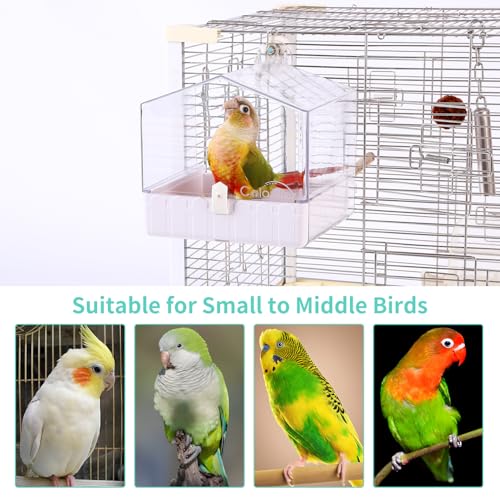 Colorday Bird Bath for Cage, Parrot Bath for Small to Medium Birds, Cockatiels, Parakeets, Budgie, Quaker, Conure, Lovebirds, Finches(6.7X6.7X7.74