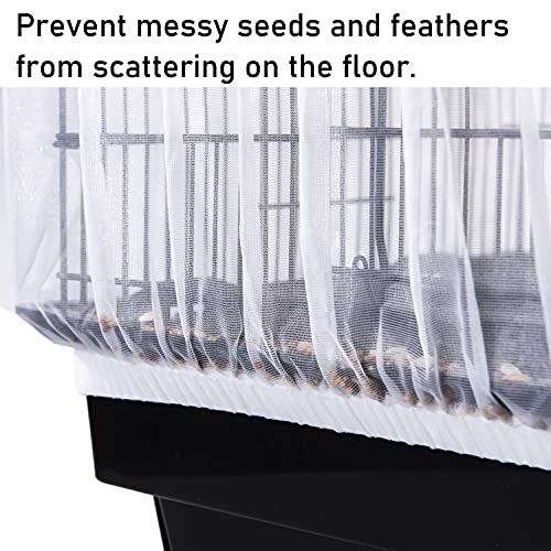Tamu style Bird Cage Seed Catcher, Large, Stretchy Form Fitting Mesh Skirt Cover for Parrot Enclosures, Light and Breathable Fabric, Prevent Scatter