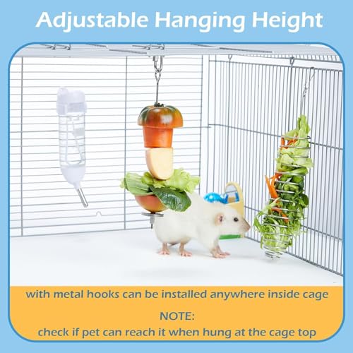 2Pcs Rat Enrichment Toys, 304 Stainless Steel Rat Foraging Toy for Fruit Vegetable Holder, Fancy Mice Cage Accessories Puzzle Toy, Hanging Rodent