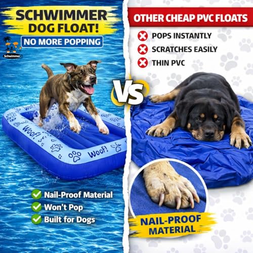 Schwimmer Dog Pool Float – Premium Pool Float for Large Dogs up to 220lbs – Durable & Inflatable Dog Raft for Pool, Lake & Beach – Comfortable & Safe