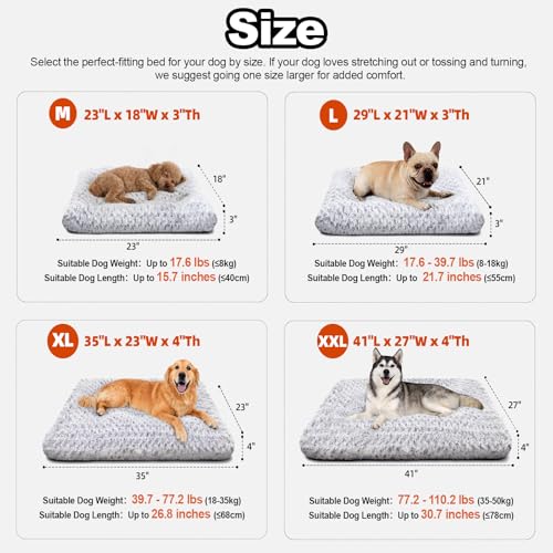 Dog Beds Large Sized Dog, Washable Durable Pet Bed, Deluxe Plush Soft & Comfortable Dog Crate Bed Pad for Large, Jumbo, Medium, Small Dogs Breeds