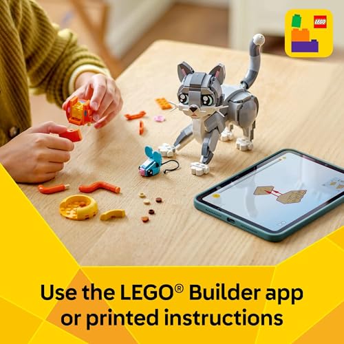 LEGO Creator 3 in 1 Playful Cat Toy - Building Toy with 3 Building Options, Cat, Dog, or Pigeon - Birthday Gift for Kids - Animal Figures for Kids