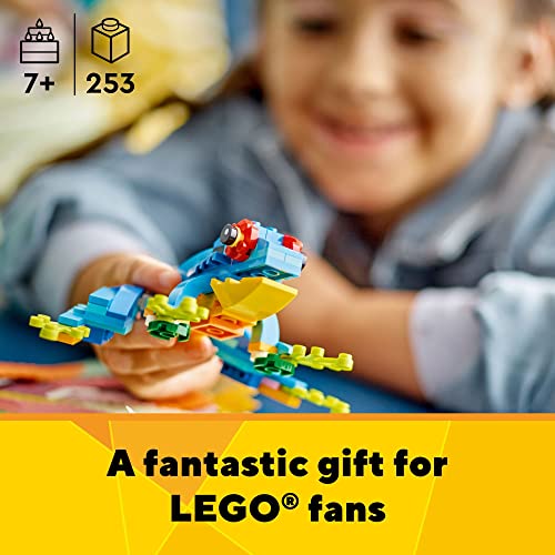 LEGO Creator 3 in 1 Exotic Parrot Building Toy Set, Transforms to 3 Different Animal Figures - from Colorful Parrot, to Swimming Fish, to Cute Frog
