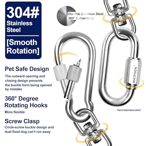 75Ft Dog Tie Out Cable, Dog Leads for Small to Large Pets Up to 300 Pounds, 5mm Heavy Duty 1000lbs Break Strength Galvanized Braided Steel Pet