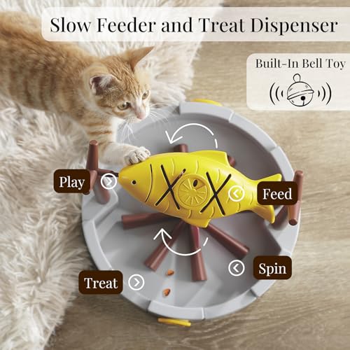 PetPals Cat Slow Feeder, Treat Dispenser - Interactive Cat Puzzle Toy for Small Pets & Kittens, Mental Stimulation Pet Food Feeding Toy, Dry Food