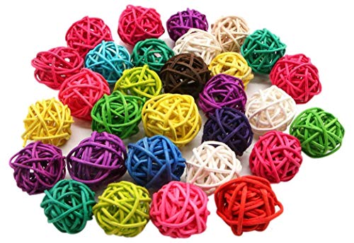 20 Pcs Colorful Handmade Wicker Rattan Balls Decorative, Pet Bird Chew Toy Party Wedding Table Decoration Decorative Crafts Hanging DIY Accessories