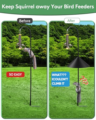 19 Inch Metal Squirrel Baffle for Bird Feeder Pole, Outdoor Squirrel Proof Bird Feeders, Bird House Guard for Shepherd’s Hook, Rust Chew Proof Heavy