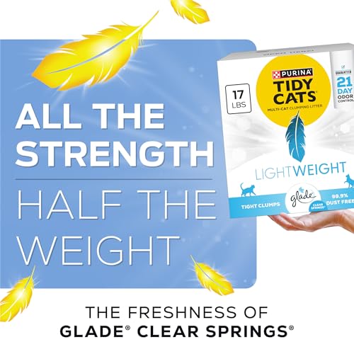 Purina Tidy Cats LightWeight With Glade Clear Springs Multi-Cat, Clumping, Low Dust, Scented Cat litter - 17 lb. Box