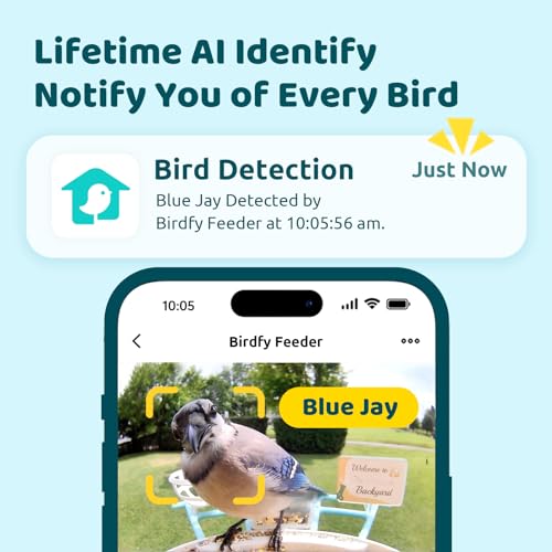 NETVUE by Birdfy Smart Bird Feeder with Camera – AI Identifies Birds Species 2MP Night Vision & App Alerts, 2.4Ghz Wi-Fi Connect IP65 Weatherproof