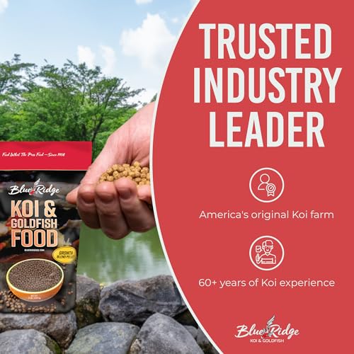 Blue Ridge Koi Fish Food 2lb - Koi Food 3/16” Large and Mini Blend Growth Formula, Goldfish Food, Premium Fish Food for Ponds, Ponds Fish Food