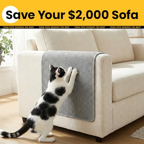 Conlun Cat Scratcher Mat,Natural Sisal Cat Scratch Pad,Horizontal Floor Cat Scratching Pads Rug for Indoor Cats Grinding Claws Nails,Cat Furniture