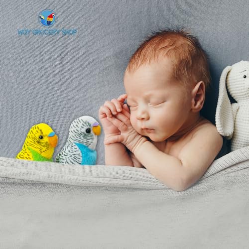 2Pcs Budgerigar Plush Toy, 5.5 inches, Parakeet Plush Toy, Budgie Soft Toy, Bird Stuffed Animal for Kids