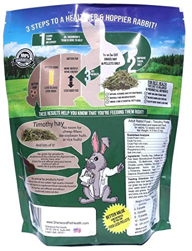 Sherwood Pet Health Adult Rabbit Food Timothy Hay Pellet 4.5 lbs. Hay-Based, Grain-Free, Soy-Free for Better Digestion