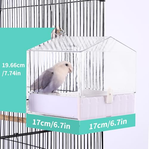 Colorday Bird Bath for Cage, Parrot Bath for Small to Medium Birds, Cockatiels, Parakeets, Budgie, Quaker, Conure, Lovebirds, Finches(6.7X6.7X7.74