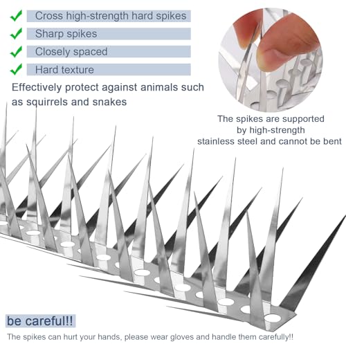Bird Spikes 40 Inch Stainless Steel Bird Deterrent, Snake and Raccoon Deterrent, Squirrel Baffles for Bird Feeders, Anti Climb Spikes