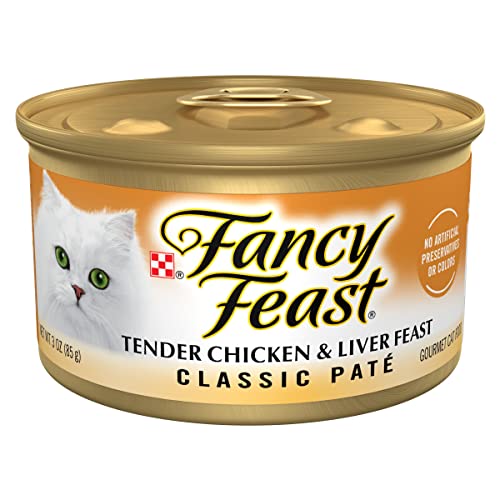 Purina Fancy Feast Tender Chicken and Liver Feast Classic Grain Free Wet Cat Food Pate - (Pack of 24) 3 oz. Cans