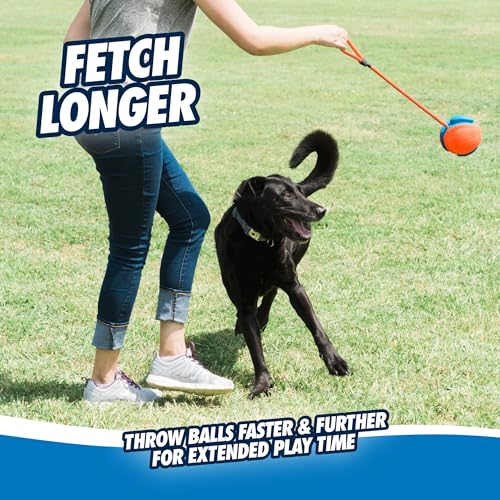 Chuckit! Rope Fetch Dog Toy - Ball on Rope Fetch and Tug-of-War Toy for Dogs - Durable EVA Rubber Construction - 5.5-inch Diameter - 18-inch Rοpe