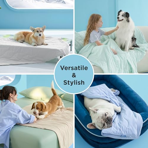 Bedsure Premium Cooling Blanket for Large Dog - Q-MAX>0.5, Breathable Summer Washable Cold Pet Mat, Soft Durable Self Cooling Dog Mat for Hot
