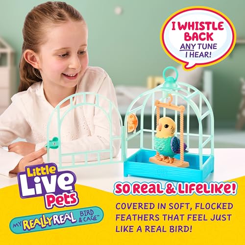 Little Live Pets My Really Real Talking Bird Toy & Cage - Indie, Interactive Voice Repeating Toy, 20+ Sounds & Reactions, Talking Toys for Kids 5-7