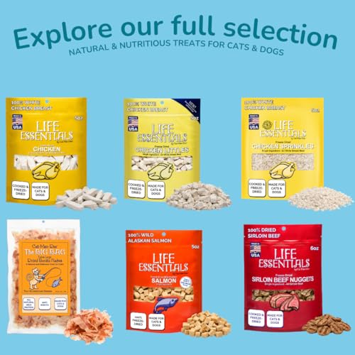 Life Essentials by Cat-Man-Doo | Chicken - 5oz. Bag | Freeze Dried Chicken Cat & Dog Treats | Healthy, Single Ingredient, Training Treats, High