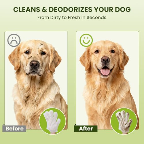 36PCS Hypoallergenic Pet Glove Wipes for Dogs & Cats - Quick Clean & Deodorizing Between Baths & Travel | Dog Washing Wipes for Fur, Butt, Paws, Eyes