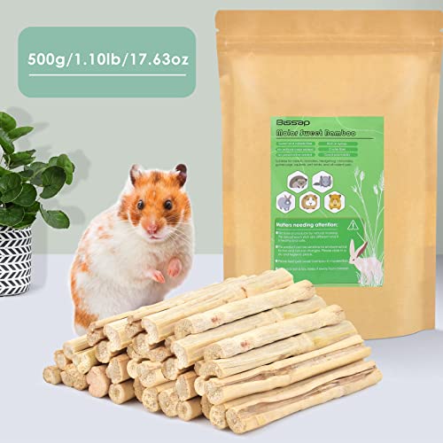 Bissap Sweet Bamboo Chew Sticks for Rabbits 500g/1.1Ib, Bunny Molar Treats Snack for Small Animals Hamsters Chinchillas Guinea Pigs Squirrels Natural