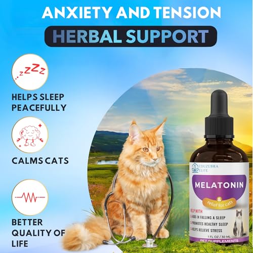 EDUZEBRA Cat Melatonin, Melatonin for Cats, Cat Sedative for Grooming, Cat Sleep Aid, Cat Calming Treats, Anxiety Relief for Cats, Support Restful