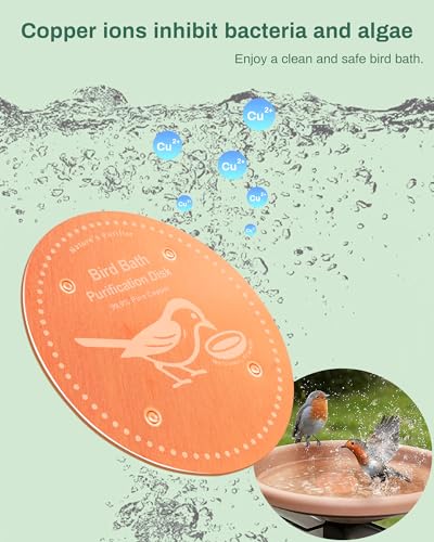 Bird Bath Purification Disk Pure Copper Outside Winter Solar Power Birdbath Heater Deicer Cage Hanging Bowl Metal Warmer Deck Railing Glass Concrete