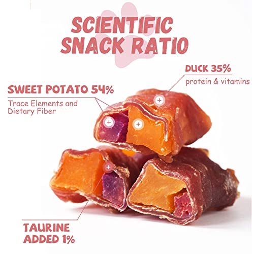 Pawmate Duck Double Purple Sweet Potato Wraps Dog Treats, Healthy Low Fat Dog Jerky High Protein for Training Treats Snacks, Chewy for Small Medium